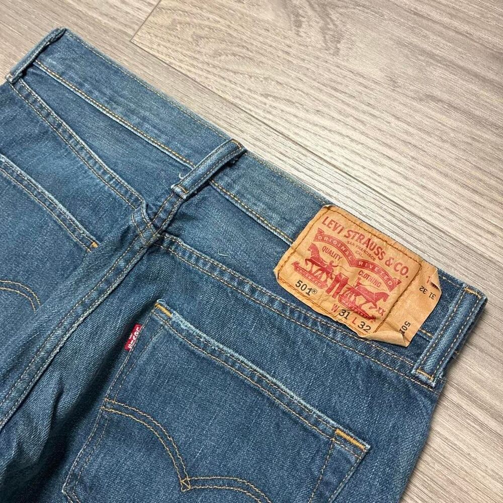 Levi's 501 Button Fly Straight Leg Blue Denim Jeans Western Style Size 31x32